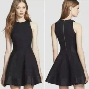 Ted Baker London “Jimena” Fit&Flare Dress Sz 4 Mini Scuba Knit Black Skater Goth